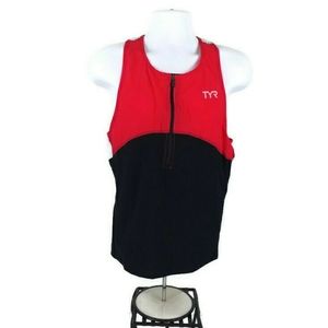 TYR Carbon Series Black Red Half Zip Carbon Triathlon Tank Mens XL